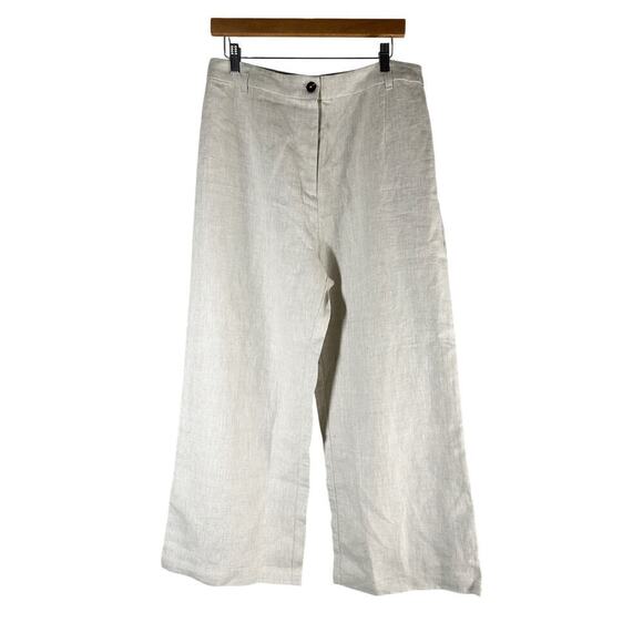 Reformation Tahiti Linen Pants Oatmeal Size 12 Cropped Neutral Minimalist - Picture 1 of 10